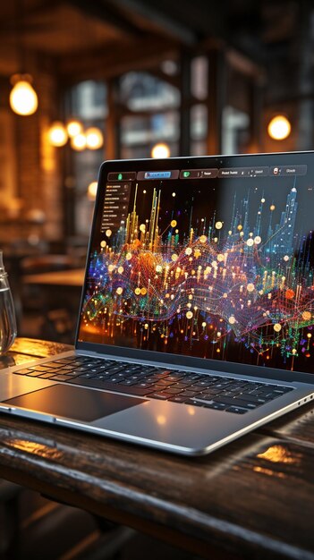 using a laptop to access analytics and business graph data trend analysis and the idea of the coding process for software development concept banner code and programming