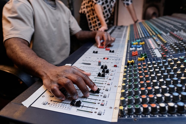 Using mixing console in studio