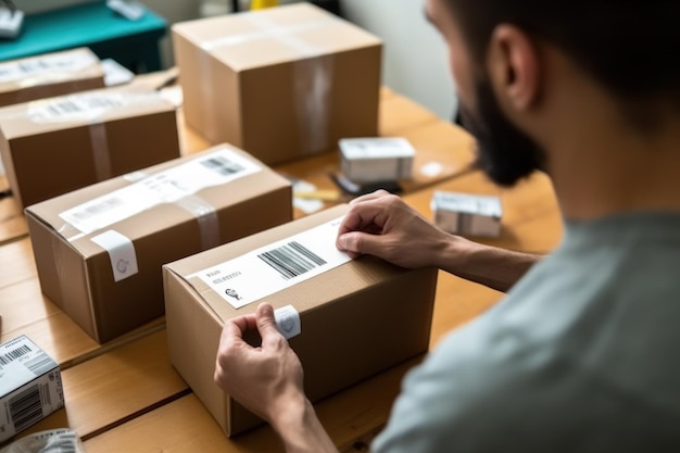 using stickers to label packages for shipping Warehouse Documents Checklist Drop Generative AI