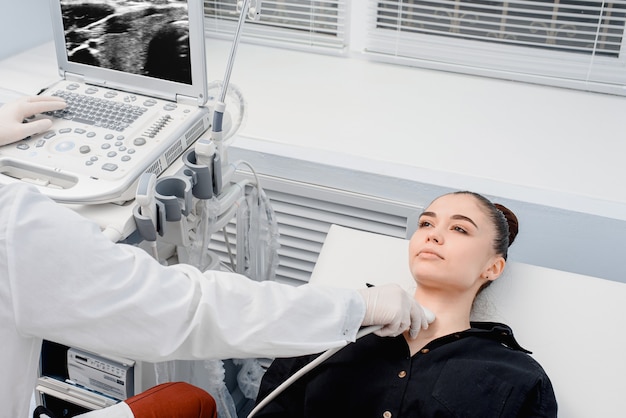 using Ultrasound to check the thyroid gland