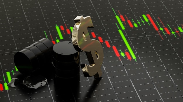 Investimento e negoziazione di azioni usoil, rendering di illustrazione 3d