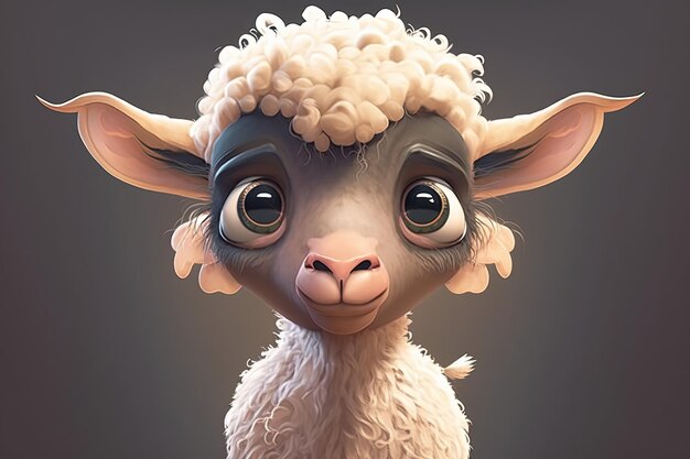 Ute adorable baby sheep On a dark background Lamb to the slaughter Easter celebration generative ai