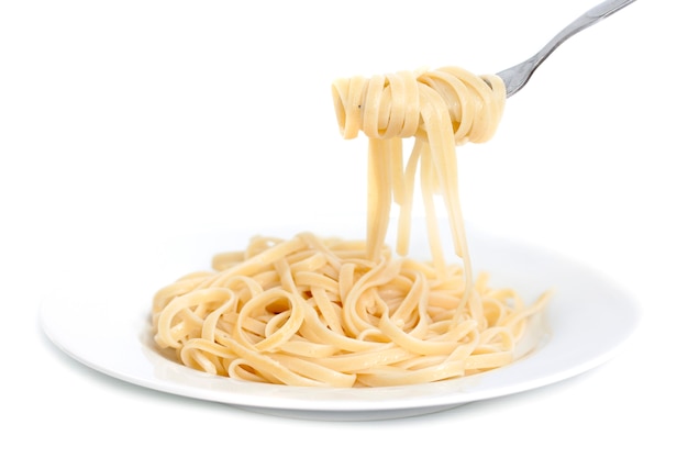 utensils scooping up the spaghetti from the plate.