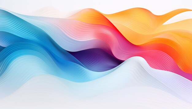 Utilize generative design to depict waves or ripples of different colored powders flowing across the frame creating a visually appealing and harmonious pattern against the white background