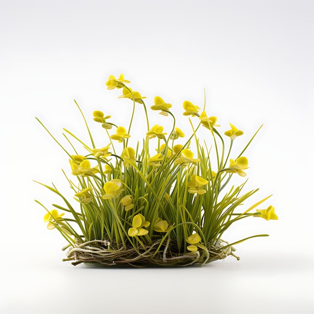 Utricularia Graminifolia GrassLike Plant With Tiny ThreadL Aqua Plant Isolated on White BG