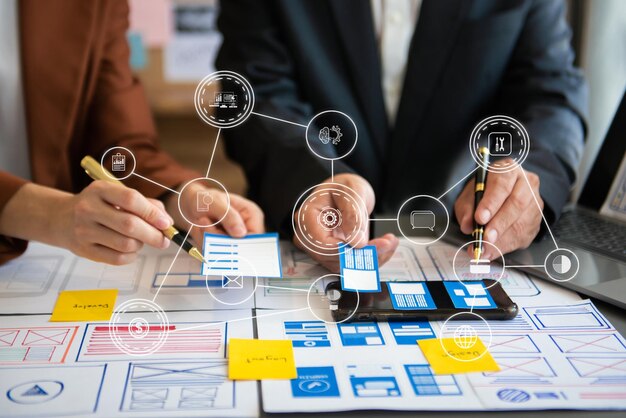 UX grafisch ontwerper planning applicatie procesontwikkeling prototype wireframe voor web-smartphone Creatief digitaal ontwikkelingsbureauxA