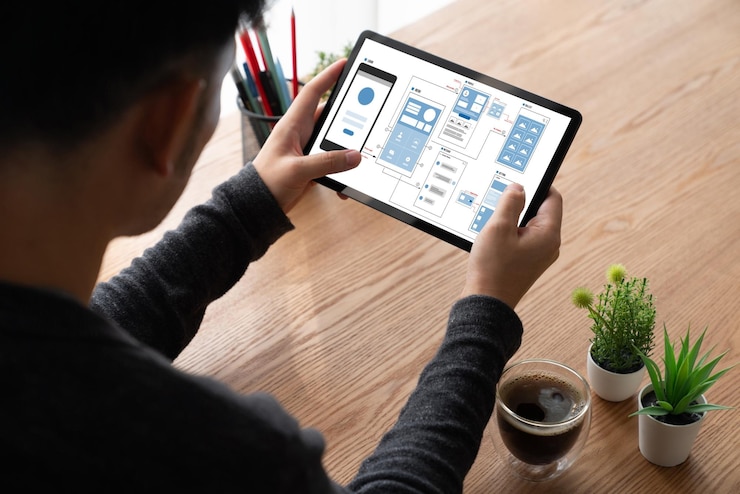 Photo ux ui design process for modish mobile application and website