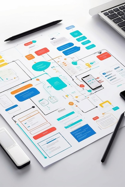 Foto ux ui flowchart applicatieontwikkeling prototype ontwerp user experience concept