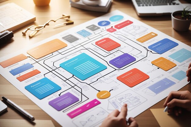 Foto ux ui flowchart applicatieontwikkeling prototype ontwerp user experience concept