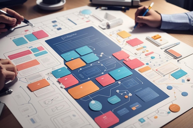 Photo ux ui flowchart application development prototype designuser experience concept