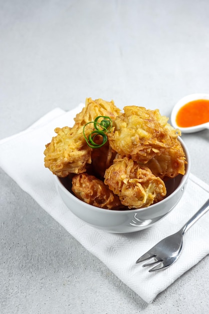 Uyen or talas goreng or fried taro is a fried snack from Medan Indonesia made from taro and shrimp