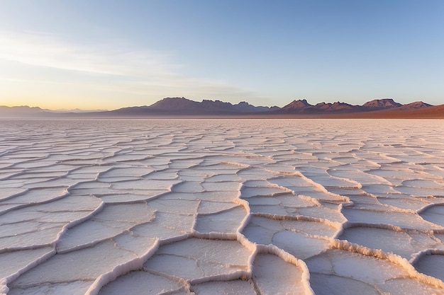 Uyuni salt flat on the bolivian andes at sunrise