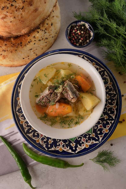 Uzbek national soup shurva