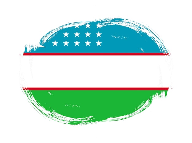 Uzbekistan flag in rounded stroke brush background