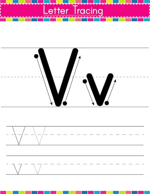 写真 v alphabet tracing worksheet