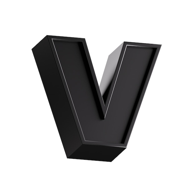 v 文字 3 d レンダリングされた黒い文字