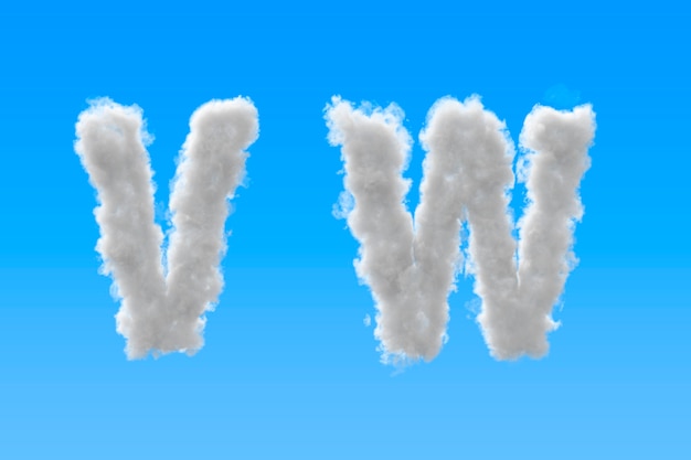 V and w clouds alphabet