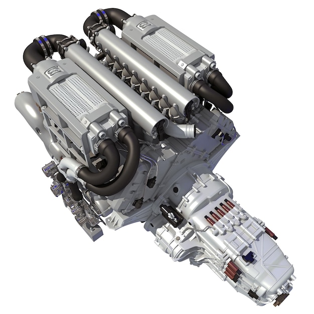 v16 engine 3d rendering on white background