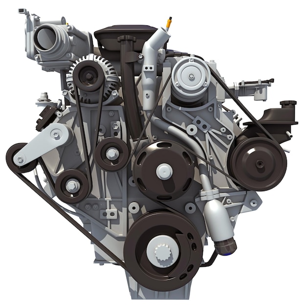 v8 car engine 3d rendering on white background
