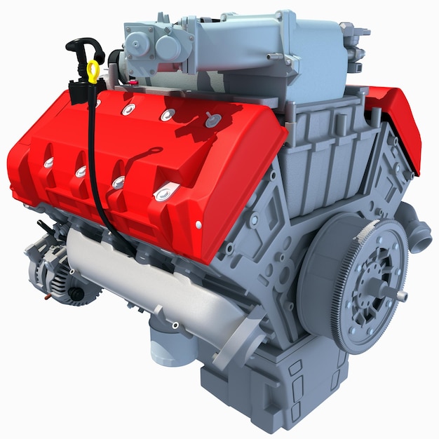 Photo v8 engine 3d rendering on white background