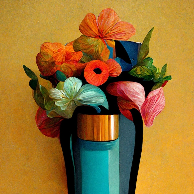 Vaas met lente multicolor bloemen boeket