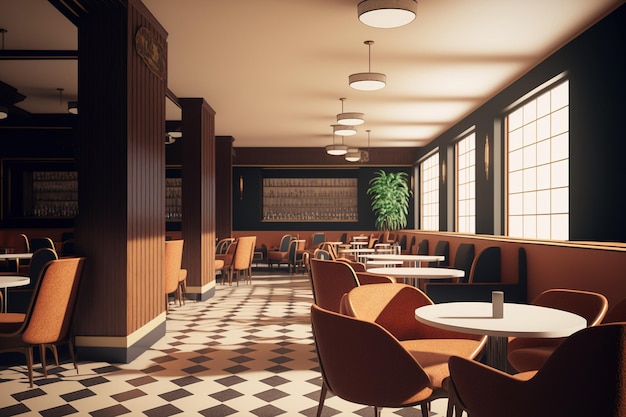 Vacant modern hotel lounge cafes interior