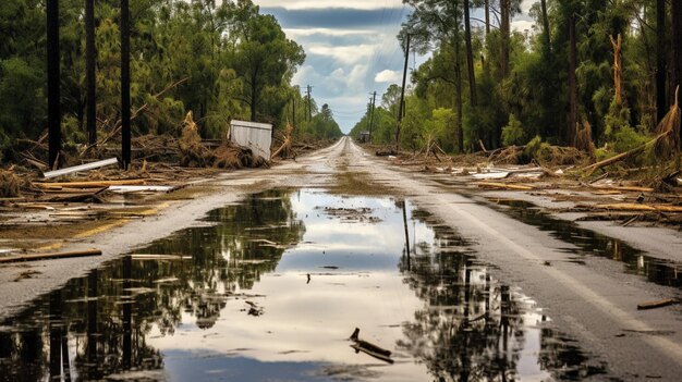 Foto strada vuota che conduce al serbatoio