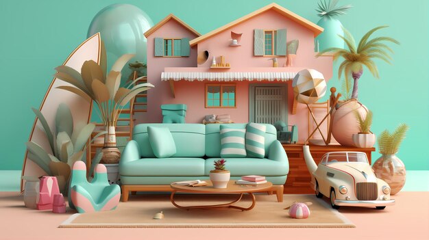 vacation in pastel concept