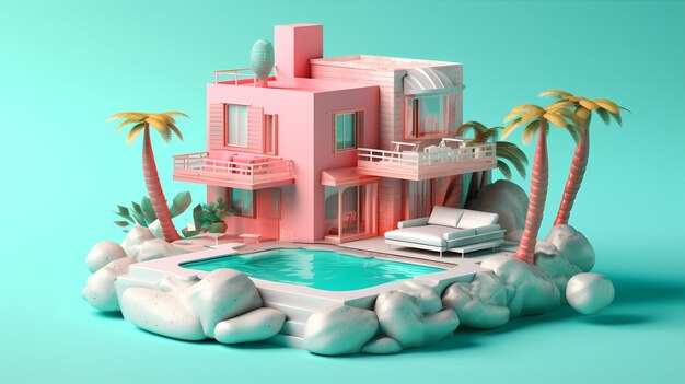 vacation in pastel concept