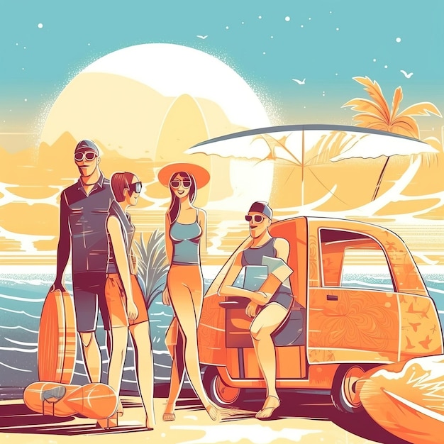 Photo vacation suitcase seaside sunny ai generated high quality illustration