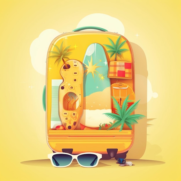 Vacation suitcase seaside sunny ai generated high quality illustration