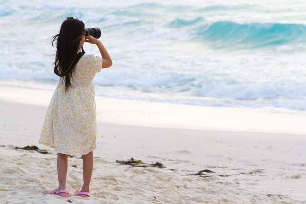 Photo vacationing on the beach of the caribbean sea.