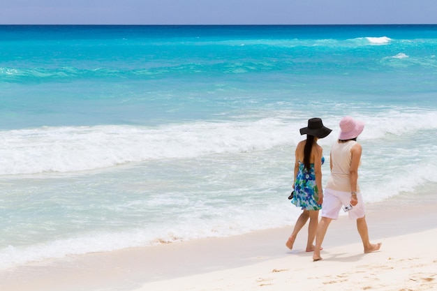 Vacationing on the beach of the Caribbean Sea.