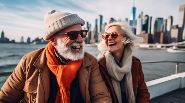 Пожилые отдыхающие наслаждаются атмосферой Нью-Йорка