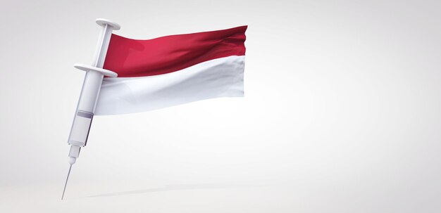 Vaccin immunisatie spuit met Indonesië vlag d rendering