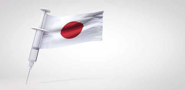 Vaccin immunisatie spuit met japan vlag d rendering