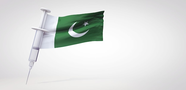 Vaccin immunisatie spuit met pakistaanse vlag d rendering