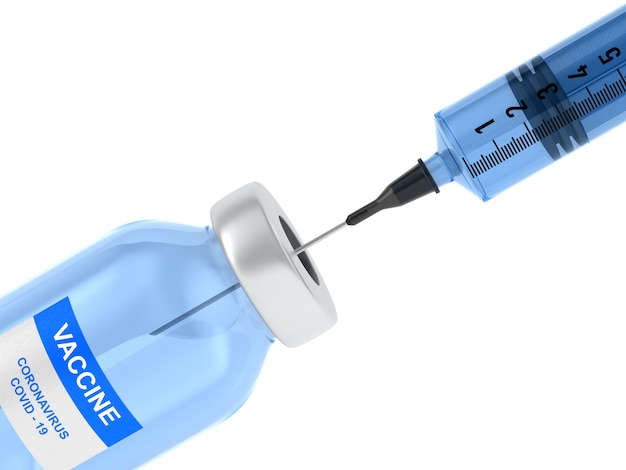 Vaccine from covid-19 on white background. Isolated 3D illustration