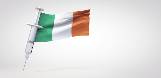 アイルランドの旗dレンダリングを備えたワクチン免疫注射器