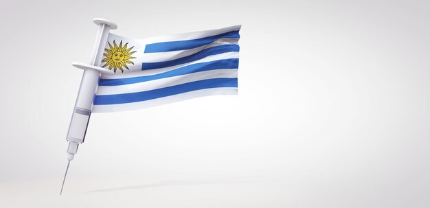 Vaccine immunization syringe with uruguay flag d rendering