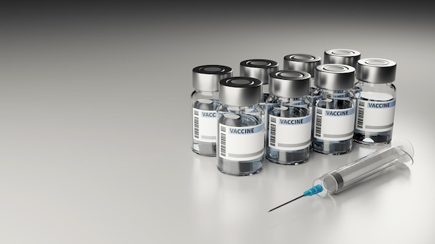 vaccine and injection 3d rendering