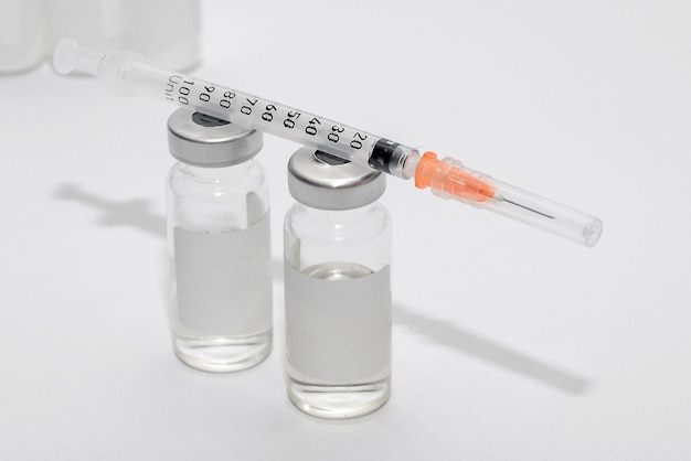 vaccine medicine vial syringe for injection Vaccination treatment for coronavirus Covid 19