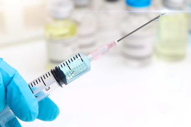 vaccine in needle The concept of vaccination to prevent disease