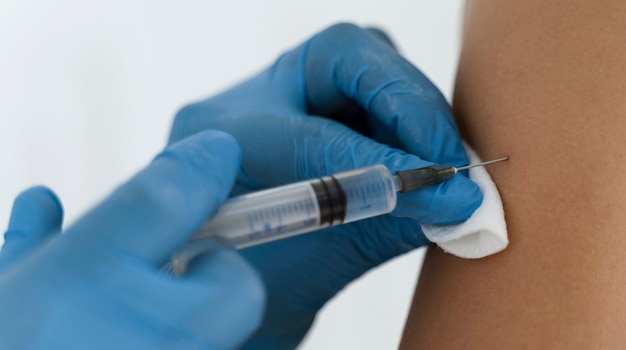 Photo vaccine in syringe close-up