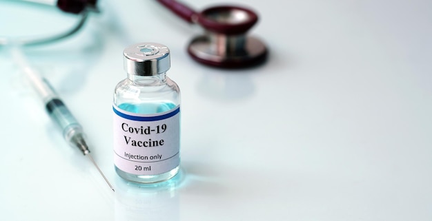 Vaccines Stethoscope and syringesMedicine in vialshealthcare and medical concept vaccination