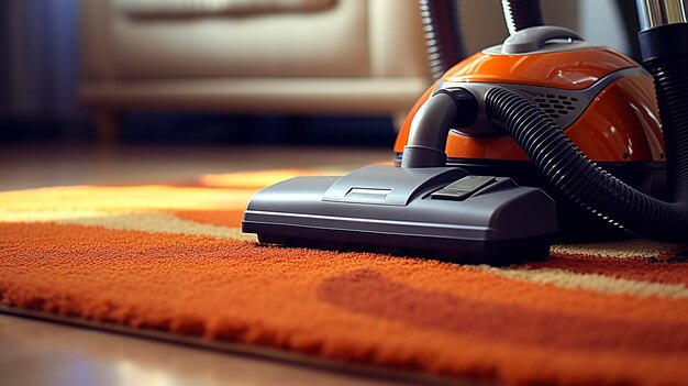 Vacuum cleaner in action on carpets