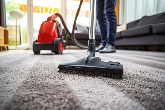 Vacuum cleaner cleaning a carpet