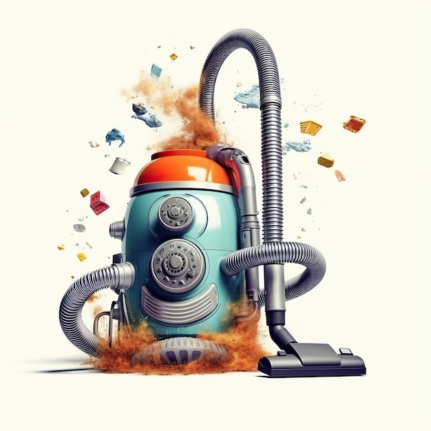 Vacuum cleaner Surrealism art style white backgroun