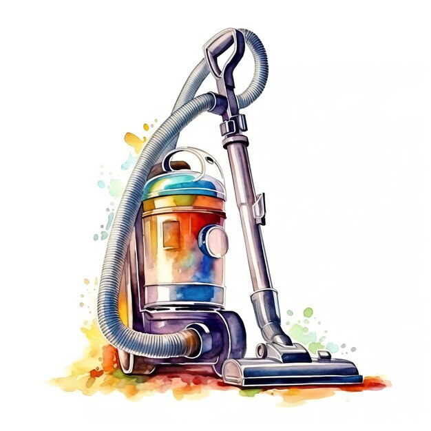 Vacuum cleaner watercolor art style white backgroun