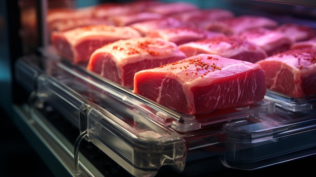 Vacuum packaging meat products with airtight sealing